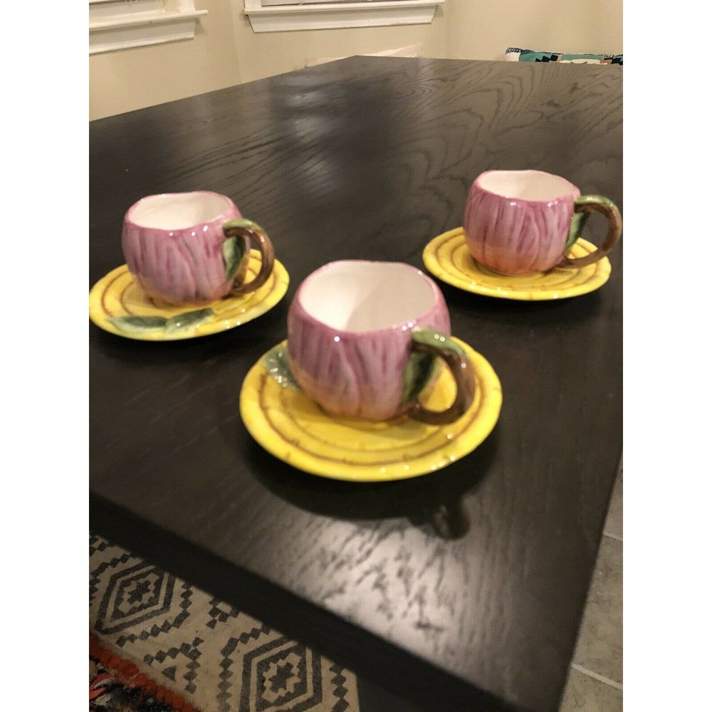 Vintage Bombay Company Set/3 Cup And Saucer Flower
